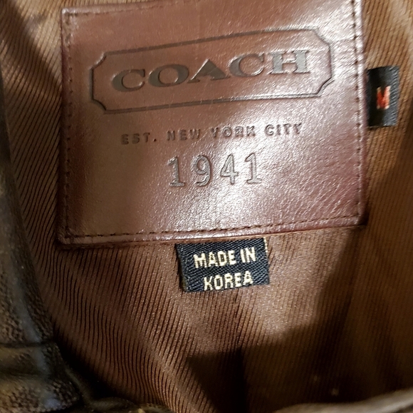 Coach dark chocolate brown leather coat. - Picture 2 of 11